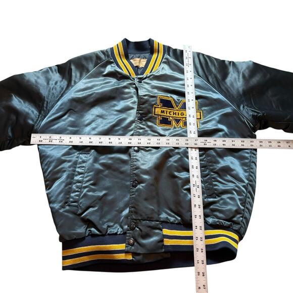 Vintage 1990s University Of Michigan Chalk Line Satin Bomber Jacket Men’s Large - Picture 3 of 6
